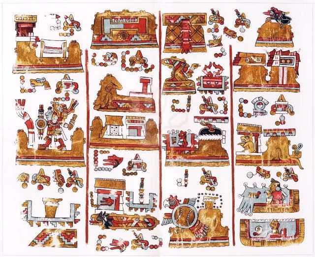 Có hệ chữ viết tượng hình. Các bản thảo da hươu ghi của người Mixtec lại phả hệ và lịch sử các vua. Ảnh: Pinterest.