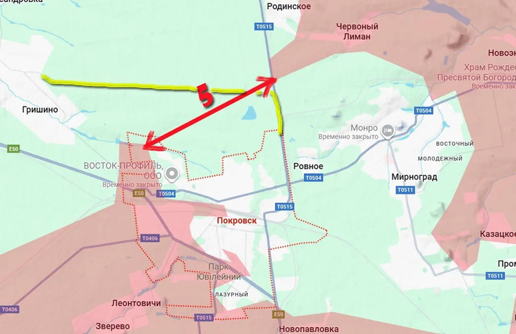 Kanał RFAF poinformował, że 18 października pojawił się pierwszy materiał filmowy pokazujący obecność wojsk rosyjskich w centralnej części Pokrowska. Obecnie ich dwa skrzydła są oddalone zaledwie o 5 km od połączenia się, zamykając „wrota śmierci” dla broniącej się armii ukraińskiej i najprawdopodobniej miasto jest oddalone o zaledwie kilka tygodni od upadku. 6.jpg