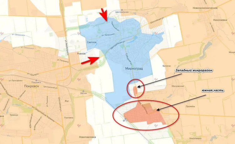 គេហទំព័រត្រួតពិនិត្យយោធារុស្ស៊ីបានរាយការណ៍ថាអង្គភាពវាយលុកនៃកងទ័ពទី 51 ដែលជាផ្នែកមួយនៃកងកំលាំងកណ្តាលនៃកងទ័ពរុស្ស៊ីបានចូលទៅក្នុងតំបន់ទីក្រុង Myrnohrad នៃទីក្រុង Pokrovsk ពីទិសដៅមួយផ្សេងទៀតដោយបំផ្លាញបន្ទាយរឹងមាំនៃកងទ័ពអ៊ុយក្រែន (AFU) នៅជិតភូមិ Rivne ។ 1.jpg