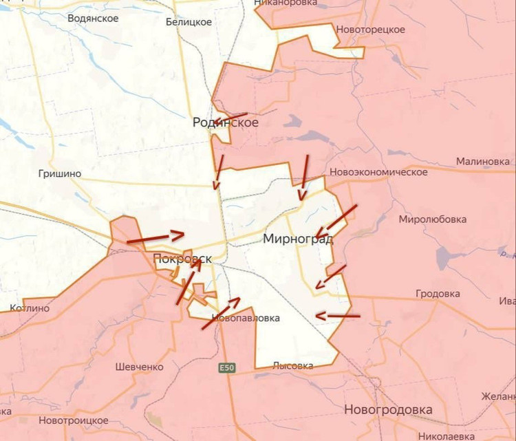 Continúan los intensos combates entre pequeños grupos de asalto y unidades de vehículos aéreos no tripulados a lo largo de toda la línea del frente de Pokrovsk, desde Zolotoy Kolodez hasta la zona de Pokrovsk. Mientras tanto, la tendencia general indica que las Fuerzas Armadas Rusas (FARR) siguen avanzando y el cerco de las Fuerzas Armadas Rusas (FARU) en la ciudad se está estrechando. 3.jpg
