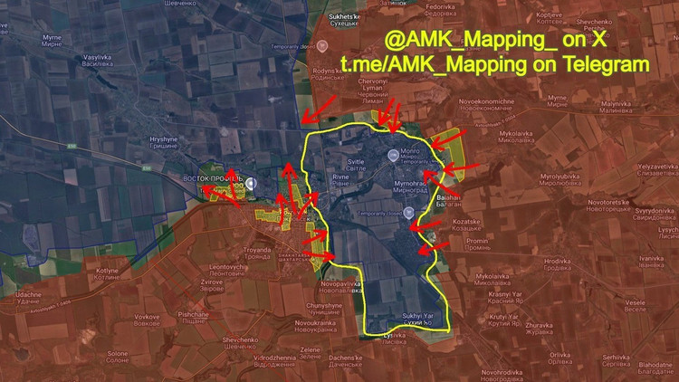 យុទ្ធសាស្ត្រវាយលុករបស់វិទ្យុអាស៊ីសេរី នៅតំបន់ទីប្រជុំជន Pokrovsk មិនមានទំហំធំទេ ប៉ុន្តែជាការវាយប្រហារឈ្លបយកការណ៍ ដែលមានបំណងស្វែងរកចំណុចខ្សោយនៅក្នុងការការពាររបស់ AFU ហើយវាហាក់ដូចជាពួកគេបានរកឃើញពួកគេ។ ចំណុចខ្សោយត្រូវបានកំណត់នៅក្នុងតំបន់ Zverevo និង Shevchenko ក៏ដូចជាតាមបណ្តោយផ្លូវរថភ្លើងពី Kotlino ទៅកណ្តាលទីក្រុង។ 5a.jpg