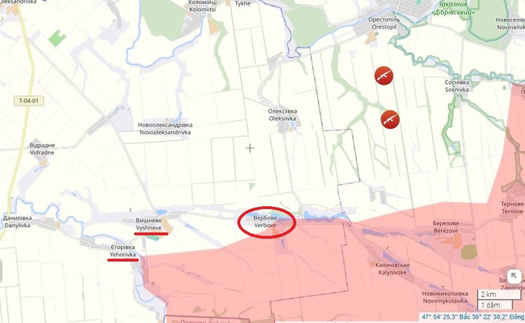 No lado sul da área, os russos avançavam ao longo da principal linha de defesa da AFU, e os combates ocorriam em Vyshneve após a tomada de Verbove. Portanto, pode-se dizer que, após a batalha de Yanvarske, a principal linha de defesa da AFU foi rompida pelos russos. 10.jpg