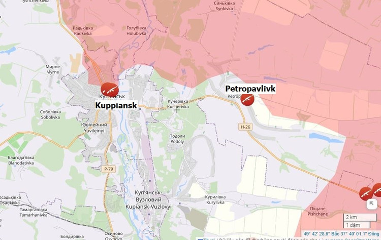 Die russische Nachrichtenagentur TASS berichtete, dass die RFAF-Offensive in der Stadt sehr heftig sei. Die Westgruppe der RFAF habe die ukrainischen Truppen aus ihren Verteidigungsstellungen verdrängt und rücke von Iwanowka in Richtung Petropawliwka bzw. zum südlichen Rand des Dorfes vor. 5-2506.jpg
