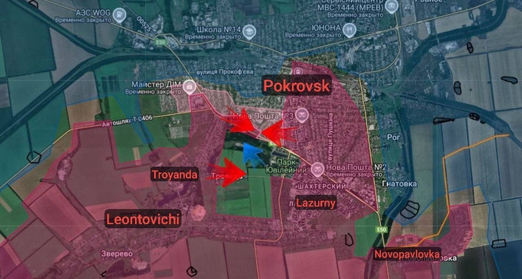 Selon la chaîne russe « Paratrooper Diary », la RFAF a encerclé les troupes ukrainiennes à l'est du village de Troyanda, formant une petite « cuisinière » au sud de la ville. Selon plusieurs sources sur le champ de bataille, les troupes ukrainiennes ont commencé à se retirer de Pokrovsk et Mirnograd, bien qu'aucun ordre n'ait été donné d'en haut. 5-3667.jpg