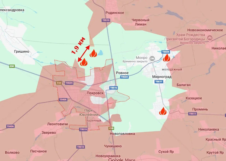Tegelijkertijd werden Oekraïense troepen waargenomen die zich terugtrokken uit het stedelijk gebied van Mirnohrad, eerst naar het stedelijk gebied van Pokrovsk en vervolgens naar dezelfde 8-826.jpg