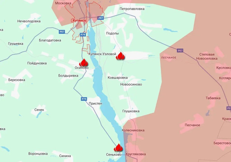 Televizní kanál Rybar informoval, že boje v Kupjansku a okolí jsou v současné době mimořádně zuřivé. Jednotky Severní skupiny RFAF postupují současně v několika oblastech a postupně zužují nepřátelskou kontrolní zónu na levém břehu řeky Oskol. 6.jpg