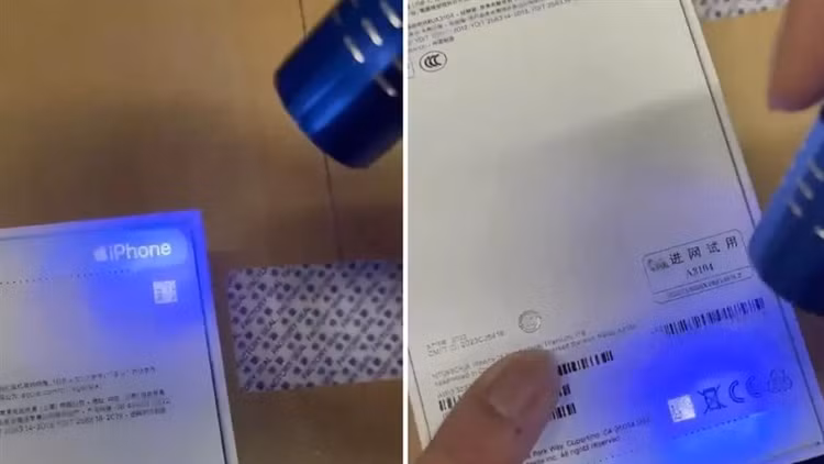 Hộp mới của iPhone 15 giả có thể được quét tia UV y hệt như hàng thật (Ảnh minh hoạ: 9to5Mac)