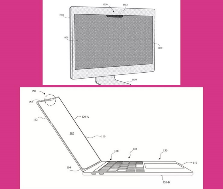 Hình ảnh trong bằng sáng chế về Face ID cho MacBook và iMac.