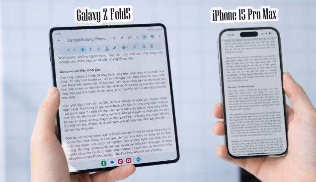 iPhone 15 Pro Max và Galaxy Z Fold 5.