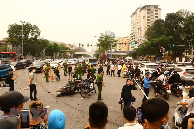 Hiện trường vụ tai nạn. - Ảnh: Mạnh Khánh/TTXVN.