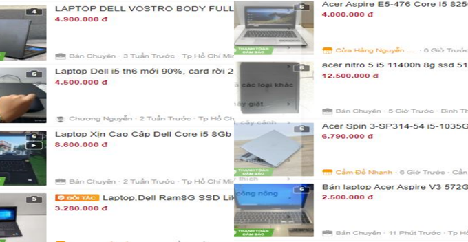 Dễ dàng tìm mua các sản phẩm Laptop cũ.