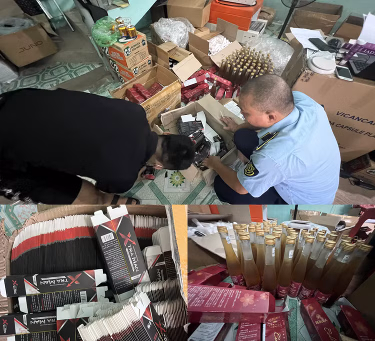 Thực phẩm chức năng giả được đóng chai, bao bì giống như hàng thật.