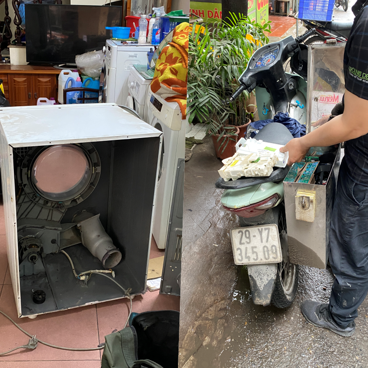 Do lượng quần áo nhiều, giặt sấy hoạt động trong thời gian dài dẫn đến máy bị hỏng