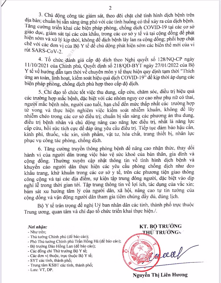 Công văn khẩn gửi UBND các tỉnh, thành phố trực thuộc trung ương về việc tăng cường công tác phòng chống dịch COVID-19 và các dịch bệnh truyền nhiễm khác.