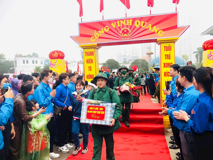 Quận Thanh Xuân tổ chức Lễ giao, nhận quân năm 2023 tại Trung tâm Văn hóa, thông tin và thể thao quận - Ảnh:internet.