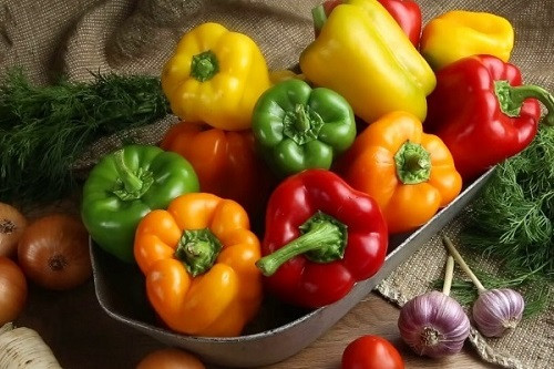 Trong ớt chuông có chứa lượng lớn vitamin C, chất chống oxy hóa mang lại nhiều lợi ích cho sức khỏe như ngăn ngừa được bệnh tim mạch, ung thư, tăng cường hệ miễn dịch, sức đề kháng,... Ảnh: internet.