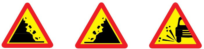 Cần chú ý biển cảnh báo những khu vực nguy hiểm có đất đá lở, sỏi đá bắn lên,...