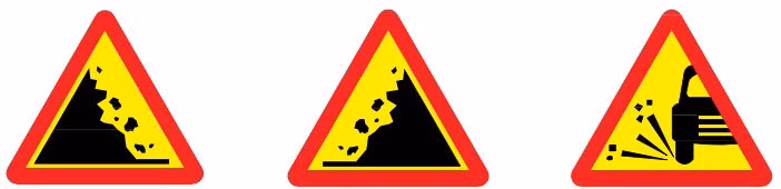 Cần chú ý biển cảnh báo những khu vực nguy hiểm có đất đá lở, sỏi đá bắn lên,...