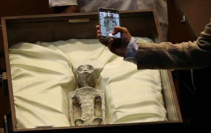 Thứ được cho là &quot;thi thể&quot; người ngoài hành tinh - Ảnh: REUTERS/HENRY ROMERO