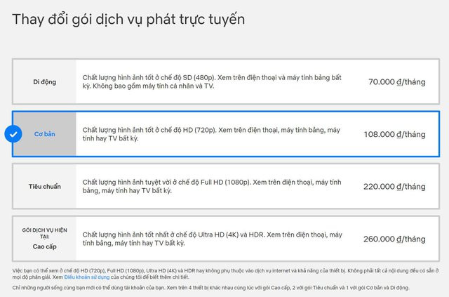 Mức phí mới dành cho gói Cơ bản được Netflix điều chỉnh kể từ ngày 21/2 - Ảnh: Netflix