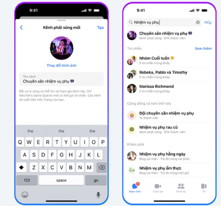 Người dùng có thể xem các kênh đã tham gia trong danh sách chat của mình. (Ảnh: Facebook) Người dùng có thể xem các kênh đã tham gia trong danh sách chat của mình. (Ảnh: Facebook)