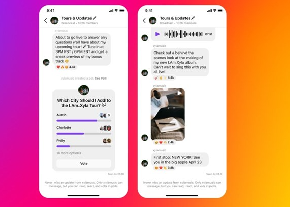 Tính năng Kênh thông báo quen thuộc của Instagram nay đã có mặt trên Facebook và Messenger (Ảnh: Meta) Tính năng Kênh thông báo quen thuộc của Instagram nay đã có mặt trên Facebook và Messenger (Ảnh: Meta)