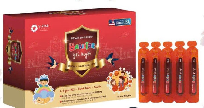 Lô sản phẩm TPBVSK Babistar Yến Huyết của Công ty Cổ phần Vstar Pharma vi phạm ghi nhãn - Ảnh nguồn Internet