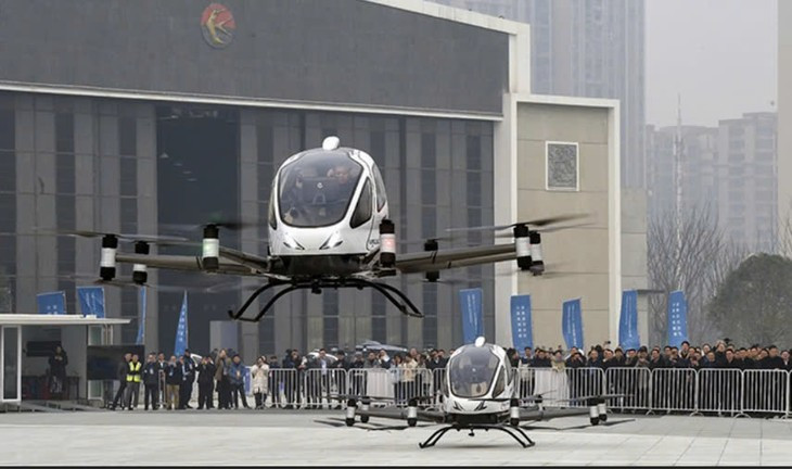 Taxi bay EH216-S thành công nhất của Trung Quốc đang được sản xuất, thử nghiệm hàng loạt. Ảnh: Ehang Co.