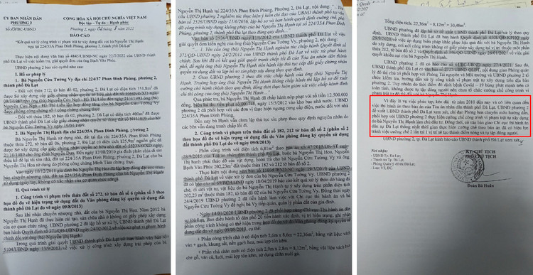 Báo cáo 131 của UBND phường 2 có đề xuất cùng cơ quan thi hành án tiến hành cưỡng chế. Ảnh: Lê Xuân Thọ.