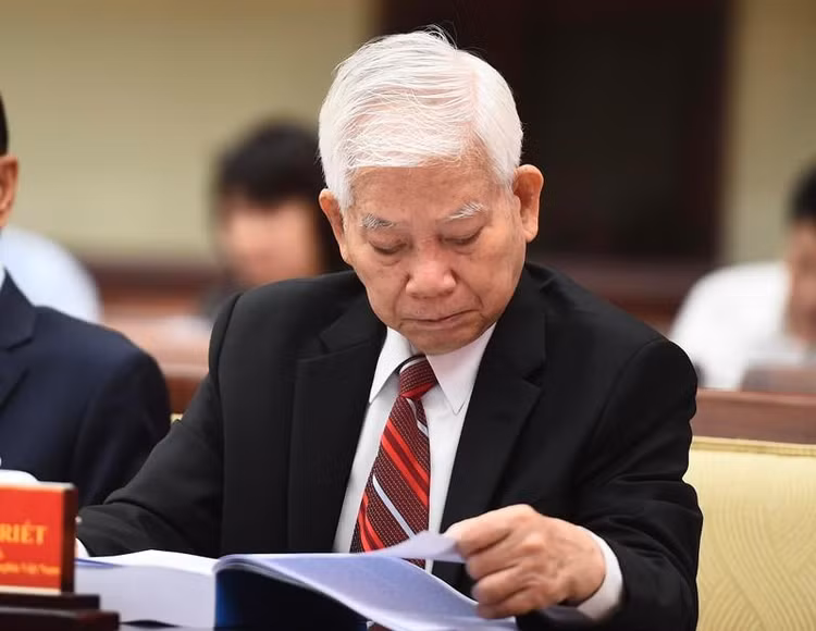 Nguyên Chủ tịch nước Nguyễn Minh Triết tại Hội thảo khoa học “Đồng chí Võ Văn Kiệt - Nhà lãnh đạo xuất sắc của Đảng và cách mạng Việt Nam” ngày 22/11, TP.HCM. Ảnh: Tùng Tin