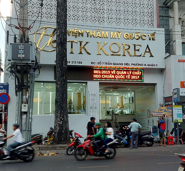Viện thẩm mỹ Quốc tế TK Korea tại số 7 Trần Quang Diệu, phường 14, quận 3, TP HCM. Ảnh: Hữu Thông.