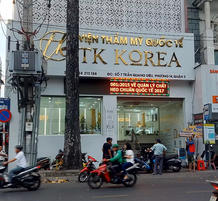 Viện thẩm mỹ Quốc tế TK Korea tại số 7 Trần Quang Diệu, phường 14, quận 3, TP HCM. Ảnh: Hữu Thông.