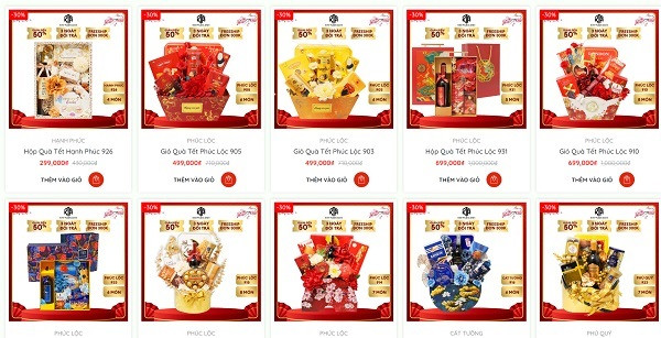 Ảnh 2: Giỏ quà tết được rao bán trên các kênh mua sắm online
