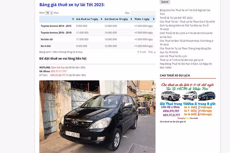 Giá thuê xe tăng là chuyện bình thường những dịp lễ tết.