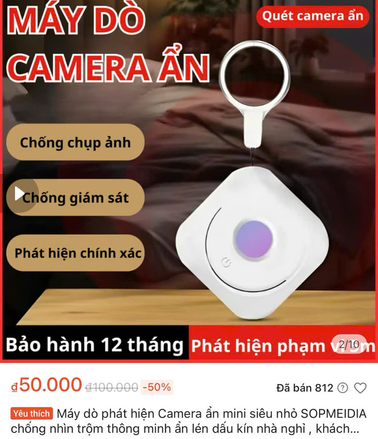 Máy dò camera giá 50.000 đồng liệu có chất lượng? Ảnh chụp màn hình