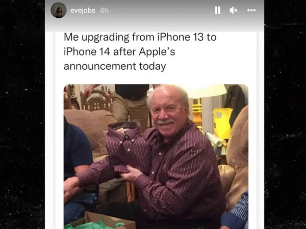 Eve, con gái út của nhà đồng sáng lập Apple Steve Jobs cũng đã chia sẻ một bức ảnh chế với ẩn ý rằng iPhone 14 không khác gì iPhone 13 trên Instagram của mình.