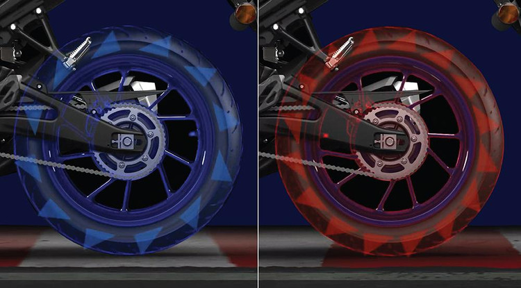 Hệ thống kiểm soát lực kéo TCS giúp tăng độ bám đường của bánh sau khi 2 bánh đồng tốc giúp người lái kiểm soát dễ hơn khi vào cua và khi tăng tốc đột ngột.