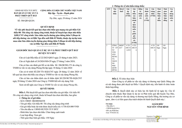 Quyết định 586/QĐ-QLDA. (Nguồn MSC)