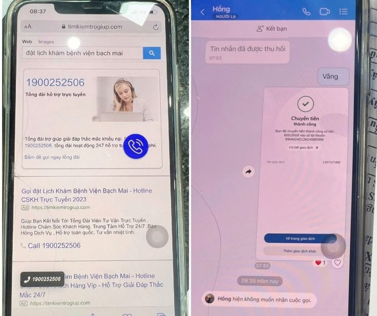 Cảnh báo mất tiền triệu vì bị lừa đặt lịch khám tại Bệnh viện Bạch Mai. Ảnh: Báo điện tử An ninh Thủ đô
