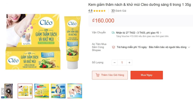 Sản phẩm chào bán trên Shopee.vn - Ảnh chụp màn hình