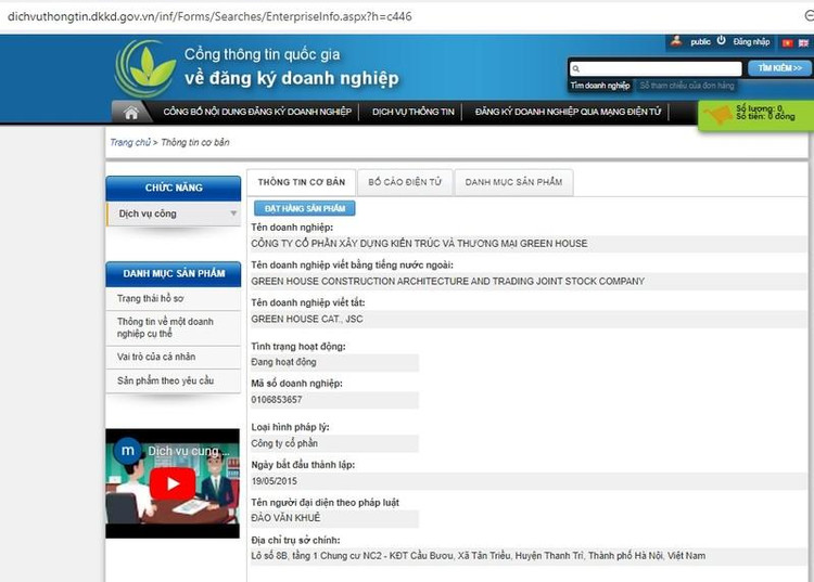 Thông tin về Công ty Green House.