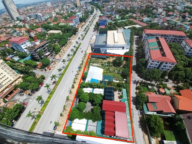 Toàn cảnh Dự án Khu dịch vụ thương mại, văn phòng cho thuê, nhà ở biệt thự nhìn từ trên cao.