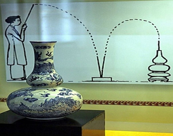 Tranh minh họa trò chơi Đầu hồ. Ảnh: Bảo tàng Mỹ thuật Huế.