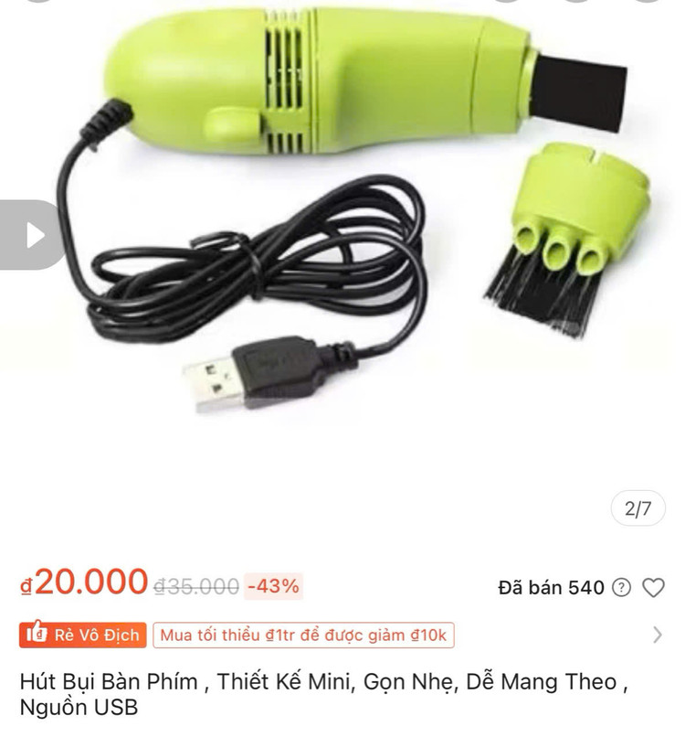 Máy hút bụi cầm tay mini vệ sinh bàn phím laptop giá rẻ có chất lượng? Ảnh chụp màn hình