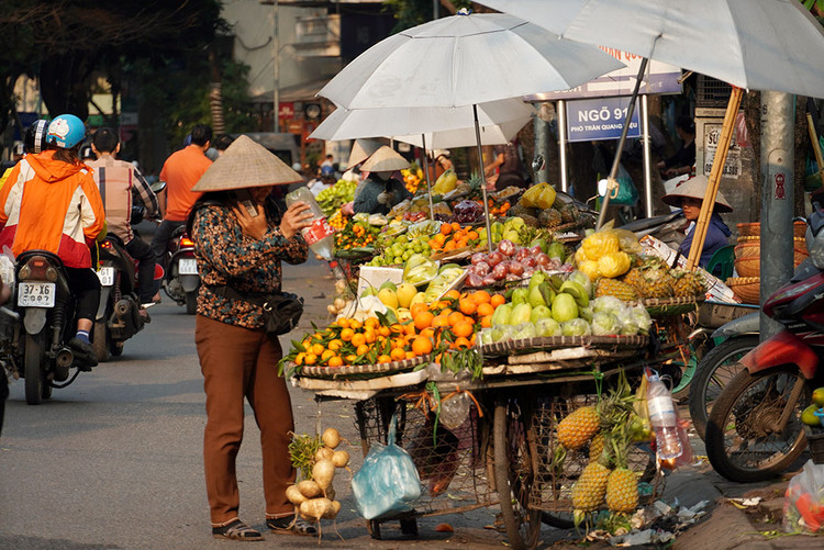 Người bán hàng hoa quả rong chủ yếu đến từ các huyện ngoại thành hoặc các tỉnh lân cận Hà Nội.