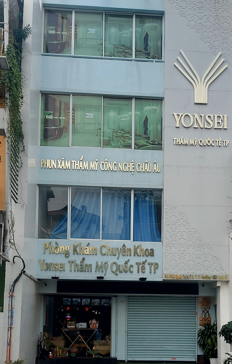 Trụ sở Thẩm mỹ Quốc tế - Yonsei TP trên đường Trần Quốc Toản, quận 3 (hình ảnh chụp chiều 16/1). Ảnh: Hữu Thông.