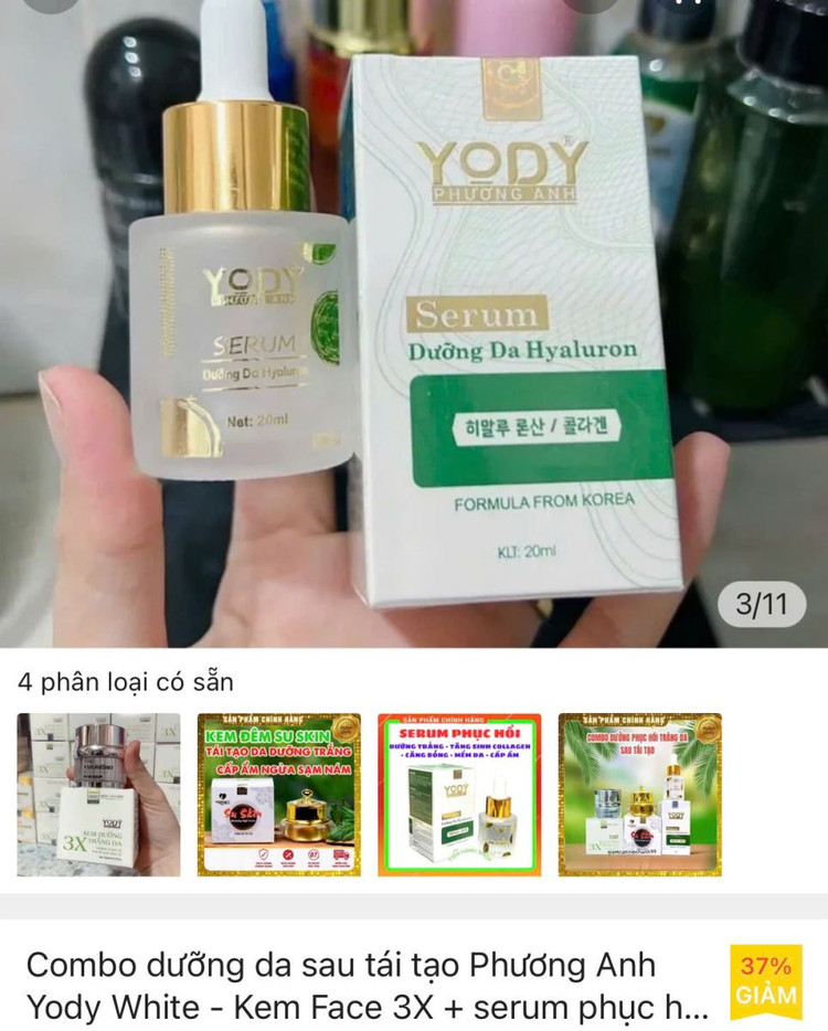 Sản phẩm mỹ phẩm của Công ty Yody Phương Anh - Ảnh chụp màn hình.