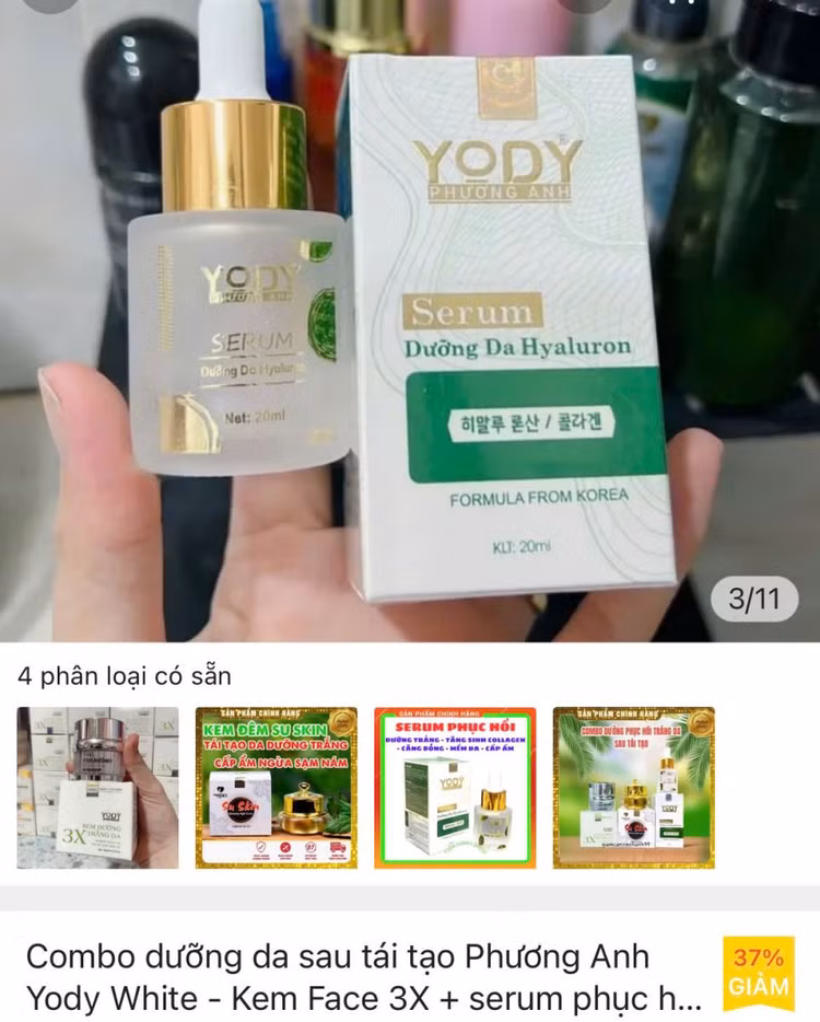 Sản phẩm mỹ phẩm của Công ty Yody Phương Anh - Ảnh chụp màn hình.