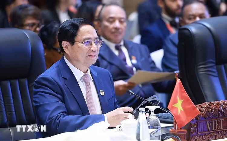 Thủ tướng Phạm Minh Chính tham dự và phát biểu tại Phiên toàn thể Hội nghị Cấp cao ASEAN lần thứ 44. (Ảnh: Dương Giang/TTXVN)