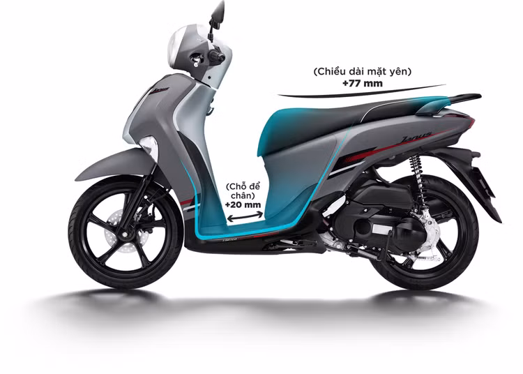 Yamaha Janus 2024 tăng chiều dài yên và khoảng để chân.